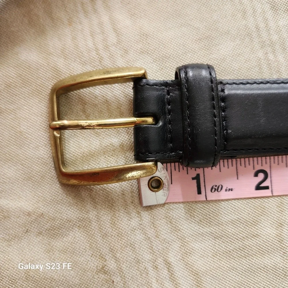 Cole Haan Leather Belt Mens 34 Black Brass Buckle Classic Dress Business Casual